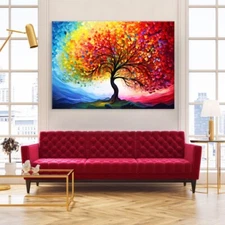 Tree Modern Abstract Colorful Painting Wall Art Canvas Unframed Print Art