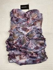 PLT Renaissance Print Asymmetric Bodycon Mini Dress US 8