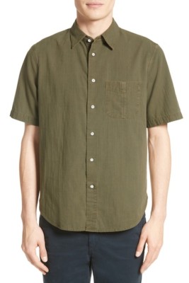 Rag & bone Herren Dunkel Olive Kurzärmelig Standard Ausgabe Rand Für Sport Hemd