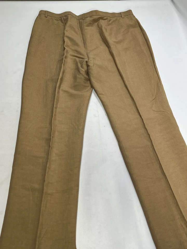Womens Bernard Zins Brown Cotton Dress Slacks Made in France Size 10 NEW - Image 4 of 4