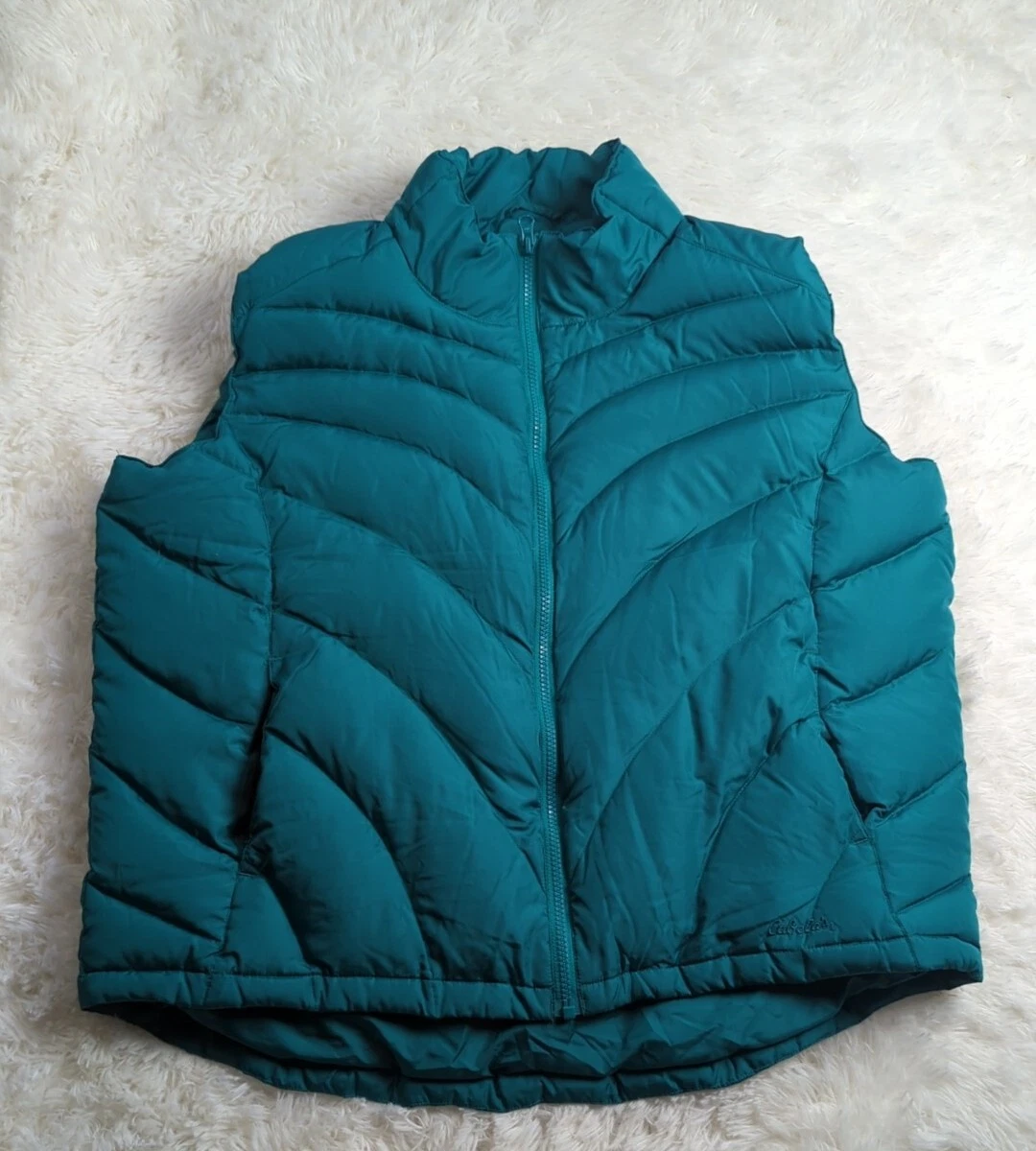 Vintage Cabela's Goose Down Puffer Vest Men's XL Green Full Zip
