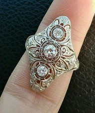 Antique Three Stone 0.5CT Vintage Style CZ Wedding Engagement Ring In 925 Silver