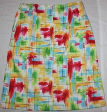 Talbots Skirt 4 Vintage Multicolor Paintbrush Stroke Knee Length Stretch Pockets