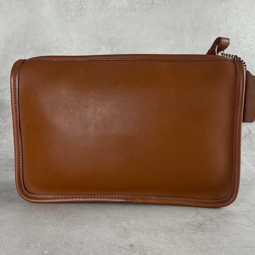 Old Coach 9972 Zip Top Clutch Bag Tan Leather Brown Vintage Old Coach 9972 Zip Top Clutch Bag Tan Leather Brown Vintage