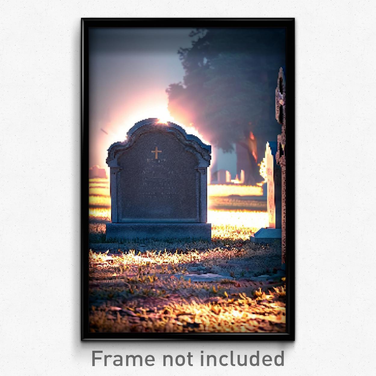 8-Bit Pixel Art Poster - Old Grave Trippy Video Game Print