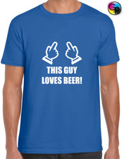 THIS GUY LOVES BEER MENS T SHIRT FUNNY JOKE GIFT PRESENT IDEA FOR DAD BROTHER