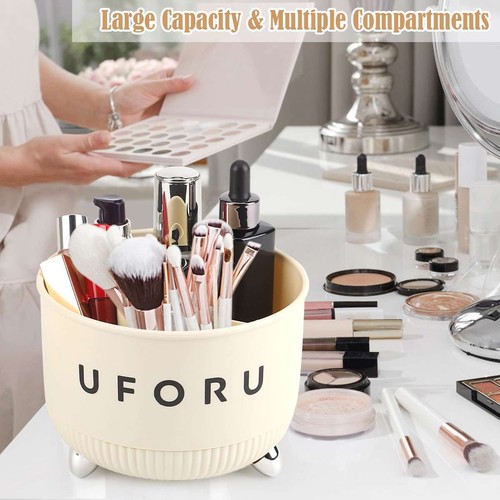 21 Slots Desk Organizer Pen Holder w/ Rotating Drawer Office Desktop Storage Box - Picture 3 of 12