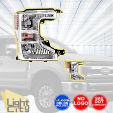 For 2020-2022 Ford Super Duty F250/350/450 Passenger Halogen Headlight Chrome RH