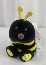 Buzz Puffkins Bumblebee Black Yellow 4" Plush Stuffed Animal Bee Swibco 1994