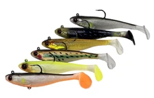 6 Fishing Lures 9cm 12.6g JIG Tail Soft Bait With Carbon Hooks Rubber Tackle