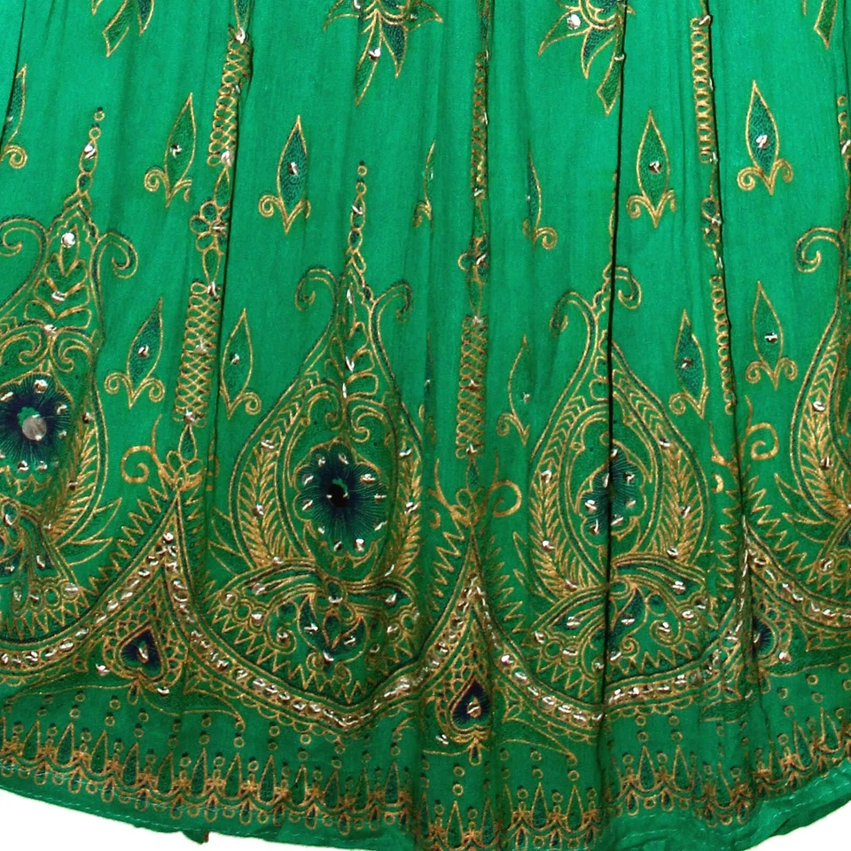 Plus Size 3X/4X/5X/6X Indian Ethnic Sequin Maxi Floral Skirt For Women Boho - Image 3 of 4