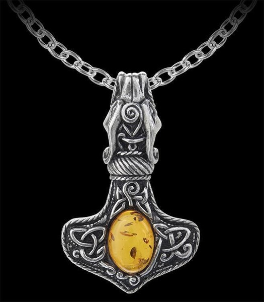 Alchemy Halskette - Amber Dragon Thorhammer - MjöLnir Wikinger Odin-image