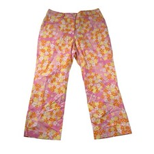 Vtg Lilly Pulitzer Womens Floral Pants Size 6 Pink Multicolor AOP Graphic
