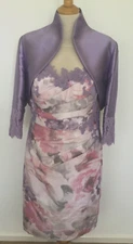 Mother of the Bride John Charles Tulip Style Dress & Jacket Size 16 Floral pinks