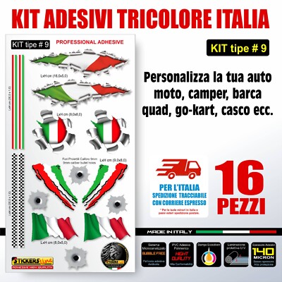 Kit Stickers Tricolor Flag Italian Chess Car Motorbike Boat Helmet Bike T9