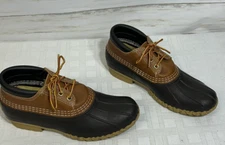 L.L. Bean Women's Bean Boots Rubber Leather Moc Brown Tan Size 7 N Waterproof