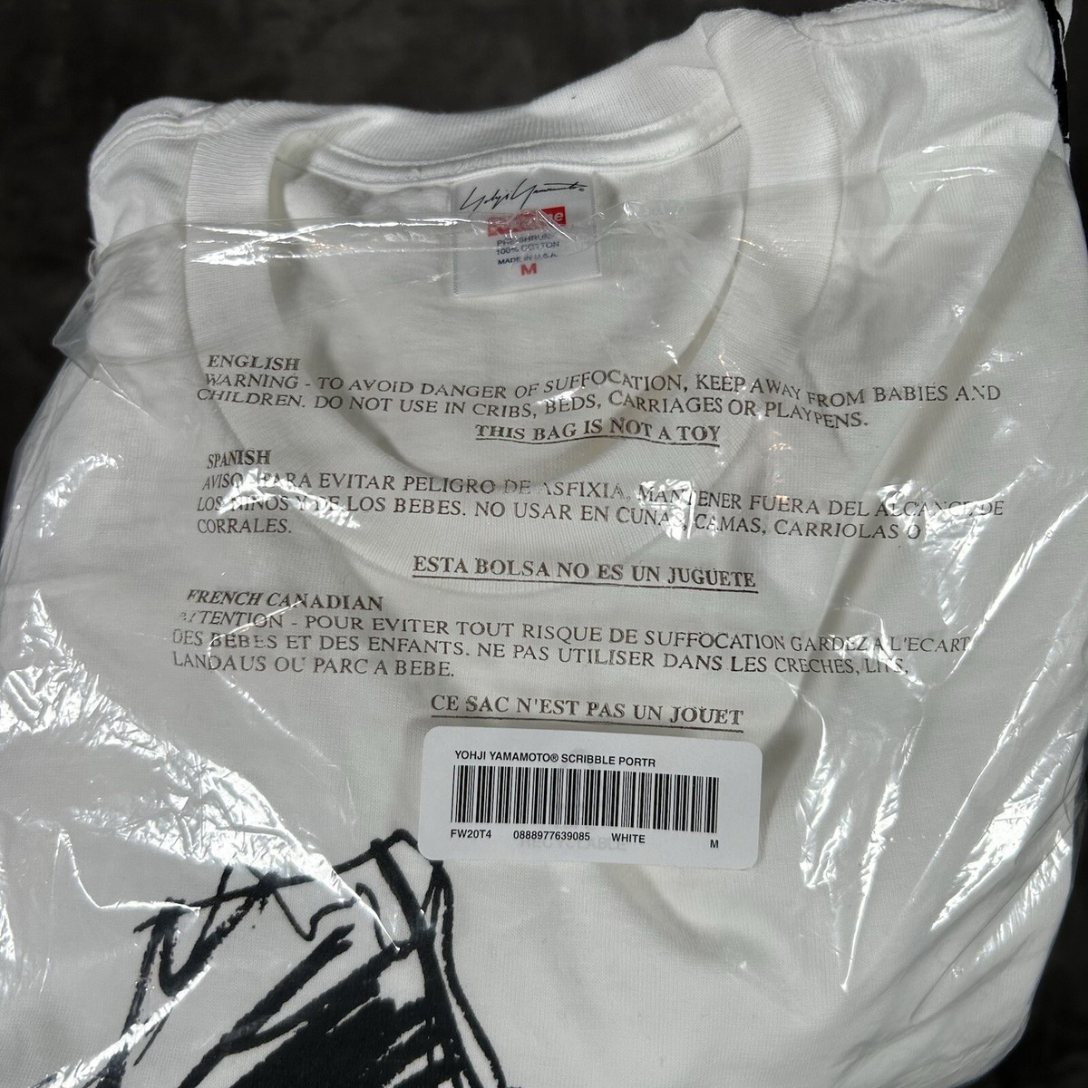 Supreme Yohji Yamamoto Scribble Portrait Tee White Mens M New FW20