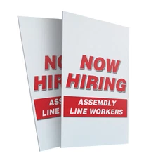 Now Hiring Assembly Line Workers 24" x 36" 2 Pack Of Store Sign Plastic Or Decal