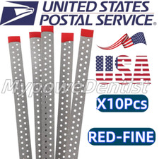 10Pcs Dental Saw Diamond Polishing Finishing Strips Stainless IPR Strip Red Fine