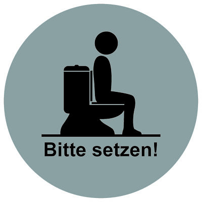 Bitte setzen! Aufkleber Toilette 10x10 cm silber 10300-SIMA