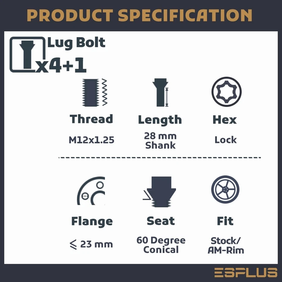 Cerradura de rueda 4 piezas M12x1,25 negro vástago 28 mm apto para Peugeot 308/508/3008/5008 etc Foto 2 de 4