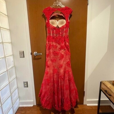 knee length dresses for ladies Sherri Hill Mermaid Rosette Prom Dress 57845