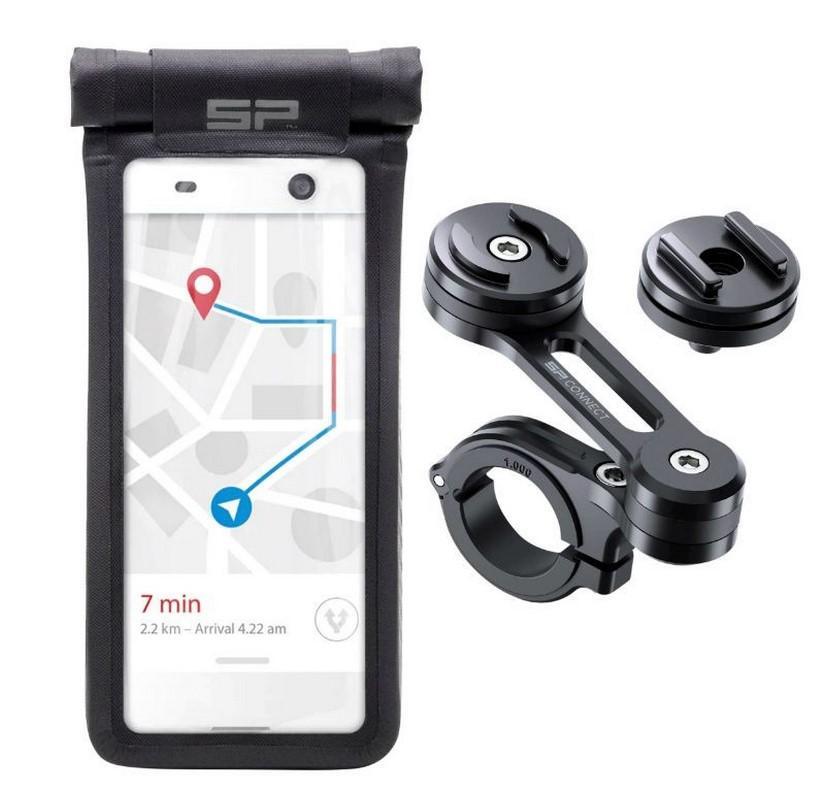 Support moto téléphone universel anti vibration avec housse étanche pour guidon alu