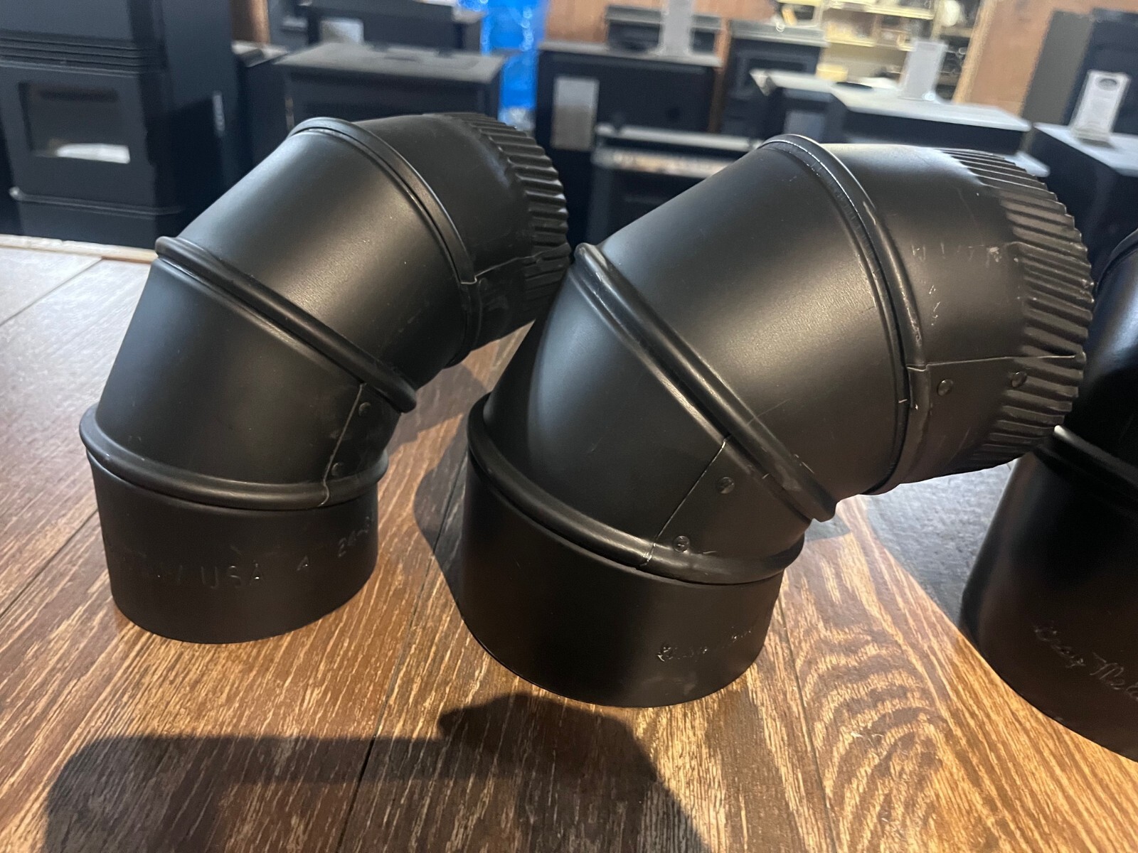 24ga Black Stove Pipe 90° Adjustable Elbow 4" 5" 6" 7" 8" Chimney Venting