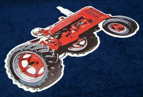 TRACTOR ROJO - *HECHO EN EE. UU.* Letrero de metal troquelado en relieve - Hombre cueva garaje decoración de bar - Imagen 6 de 11