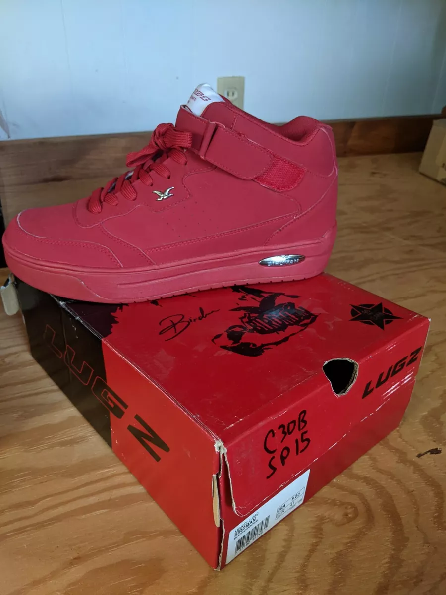 Vintage Lugz Mens size 8.5 Birdman HI TOP Sneakers HARD RED
