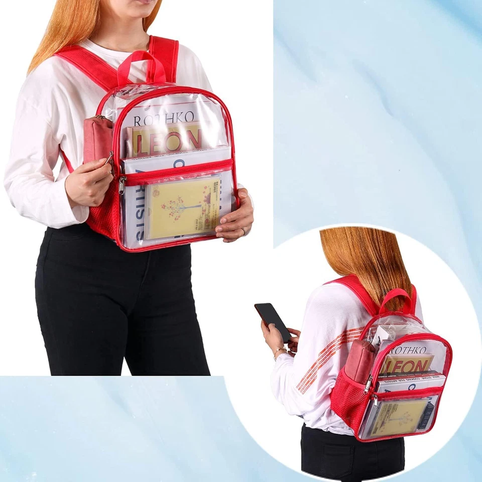 Clear Backpack - Stadium Approved Transparent Design Waterproof Bag 12×6×12 inch - Image 4 of 4