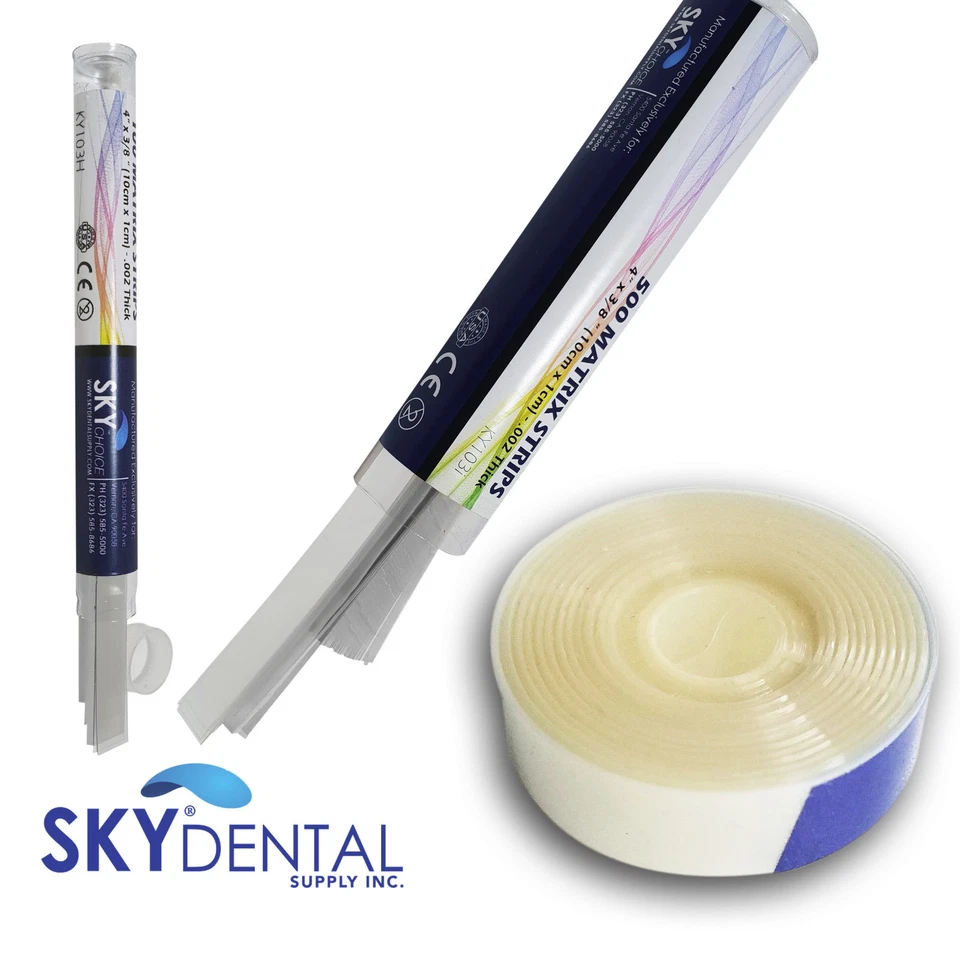 SKY CHOICE Up to 1000x Dental Mylar Strips Matrix Clear Tube or 45" roll .002 Thickness