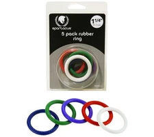 Spartacus 5 Pack Rubber Multi Color Male Penis Ring Enhancer - 1.25 Inch
