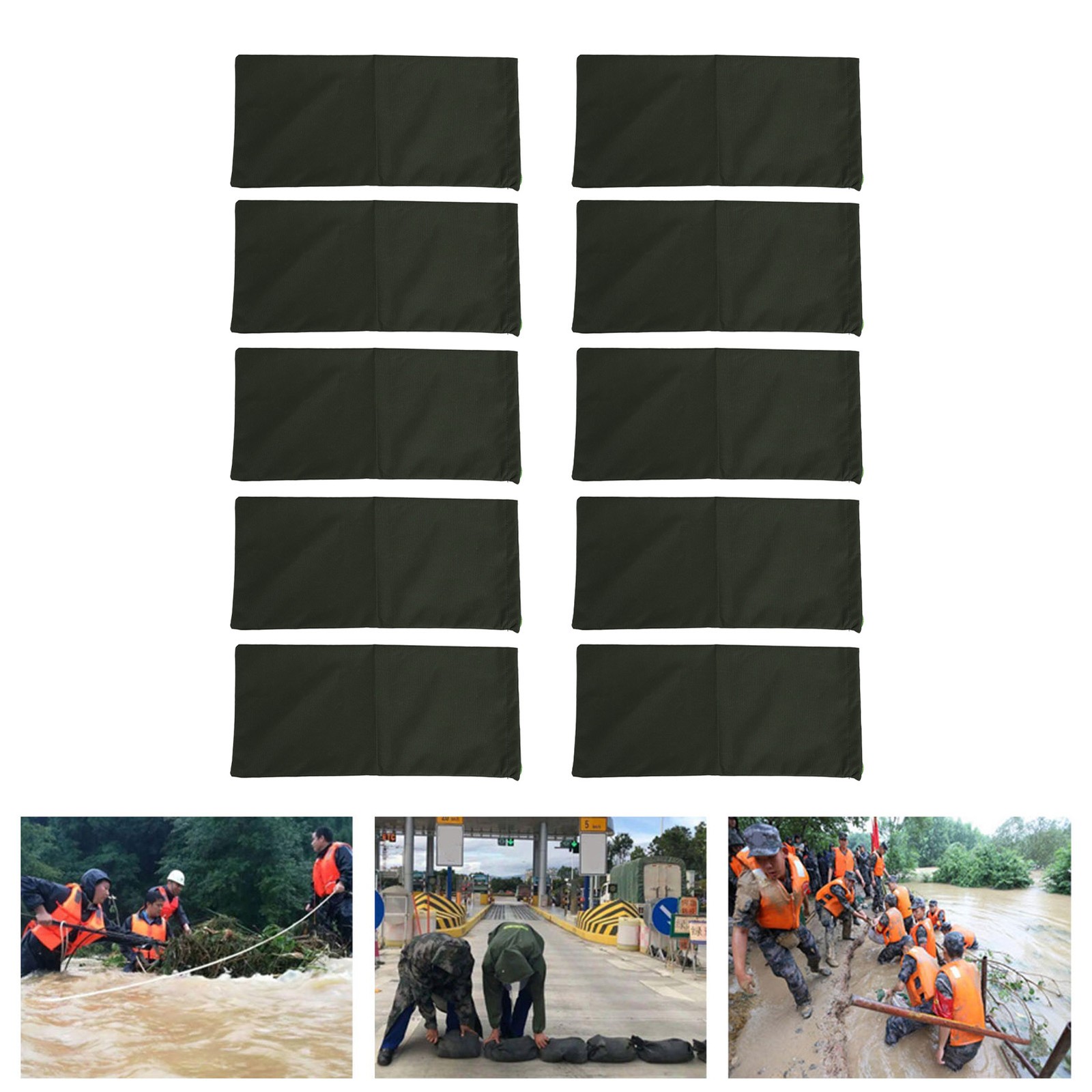 10pcs Flood Sandbags Empty Thickened 600D Polyester Bendable Drawstring Flood Co
