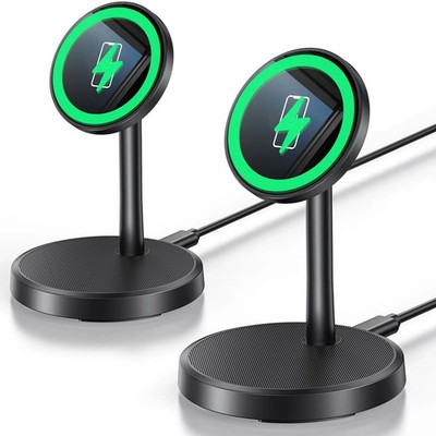 Magnetic Wireless Charger iPhone, 2 Pack 15W Fast Mag-Safe Charger Stand for ...