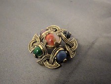Celtic Brooch Vintage Miracle Five Stone Costume Jewellery Impressed MIRACLE