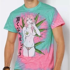 Spencer's Tie-Dye Graphic Tee - Green and Pink