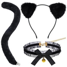 FloraSea Black Cat Ears and Tail, Cat Costume Women
