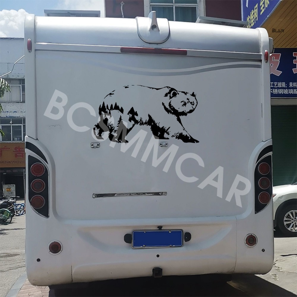 66x33cm Car Windows Decorative Decal Polar Bear Mountain Range Graphic Sticker