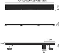 20 Inch Offset Linear Shower Drain Matte Black,2-in-1 Flat Reversible Cover w...