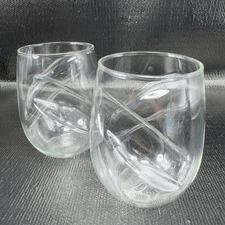Dragon Glassware Wave Tumblers Handcrafted 16 oz Set of 2 Clear Thin Glassware