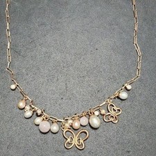 Sterling silver butterflies and freshwater pearl necklace