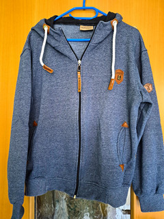 Naketano Damen Hoodie Kapuze blau meliert Logo Größe L