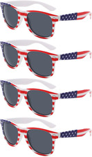 4 Pairs American Flag Sunglasses Bulk for Men Women UV400 Protection Classic Pat