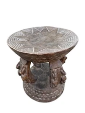 Rustic Dogon Wood Stool with Artistic Figured Legs – Mali Tribal Woodwork