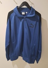Puma T7 Track Men's Jacket Size XL Blue With Black Stripes