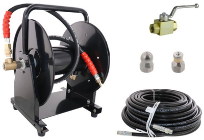 #ad Scheiffer Sewer Jetter Kit Ball Valve Hose Reel 3 8quot; x 150#x27; Hose and Nozzles $544.99