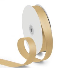 1 Inch 100 Yards Satin Ribbon Light Gold Solid Color Fabric Ribbon for Gift W...