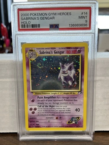 Sabrina's Gengar #14 Pokemon Gym Heroes  PSA 9 HOLO SWIRL
