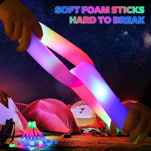 68 PCS LED Foam Glow Sticks Bulk, Glow in the Dark Party Supplies with 3 Mode... - Picture 6 of 7